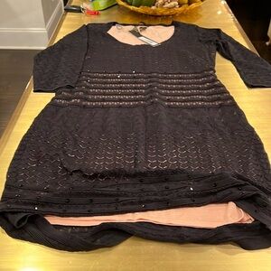 Black, xl, Catherine Malandrino cocktail dress with shiny accoutrements
